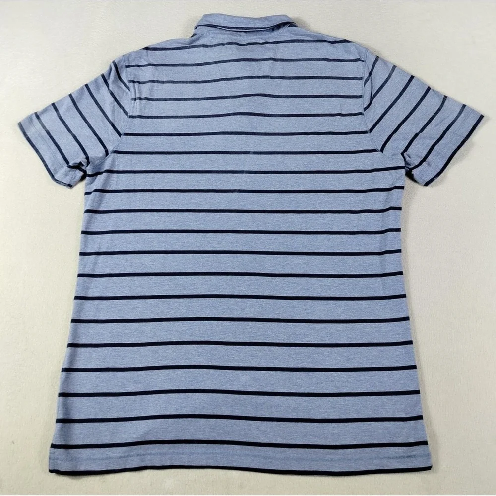 Banana Republic Polo Shirt Mens Large Blue Stripe‎ Cotton Blend Jersey Casual